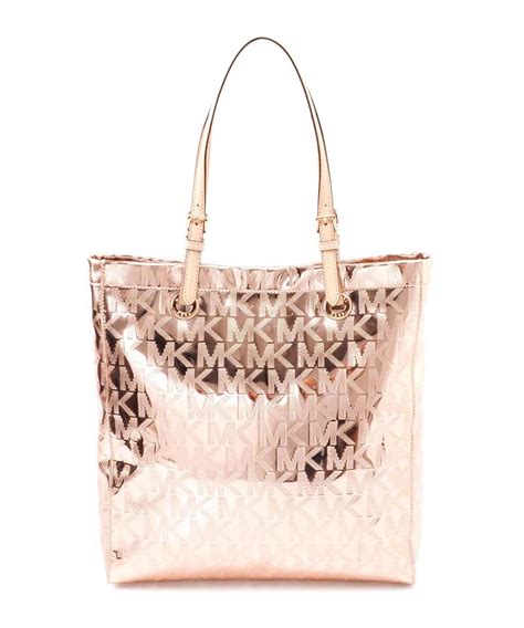 rose gold glitter michael kors purse|michael kors gold metallic purse.